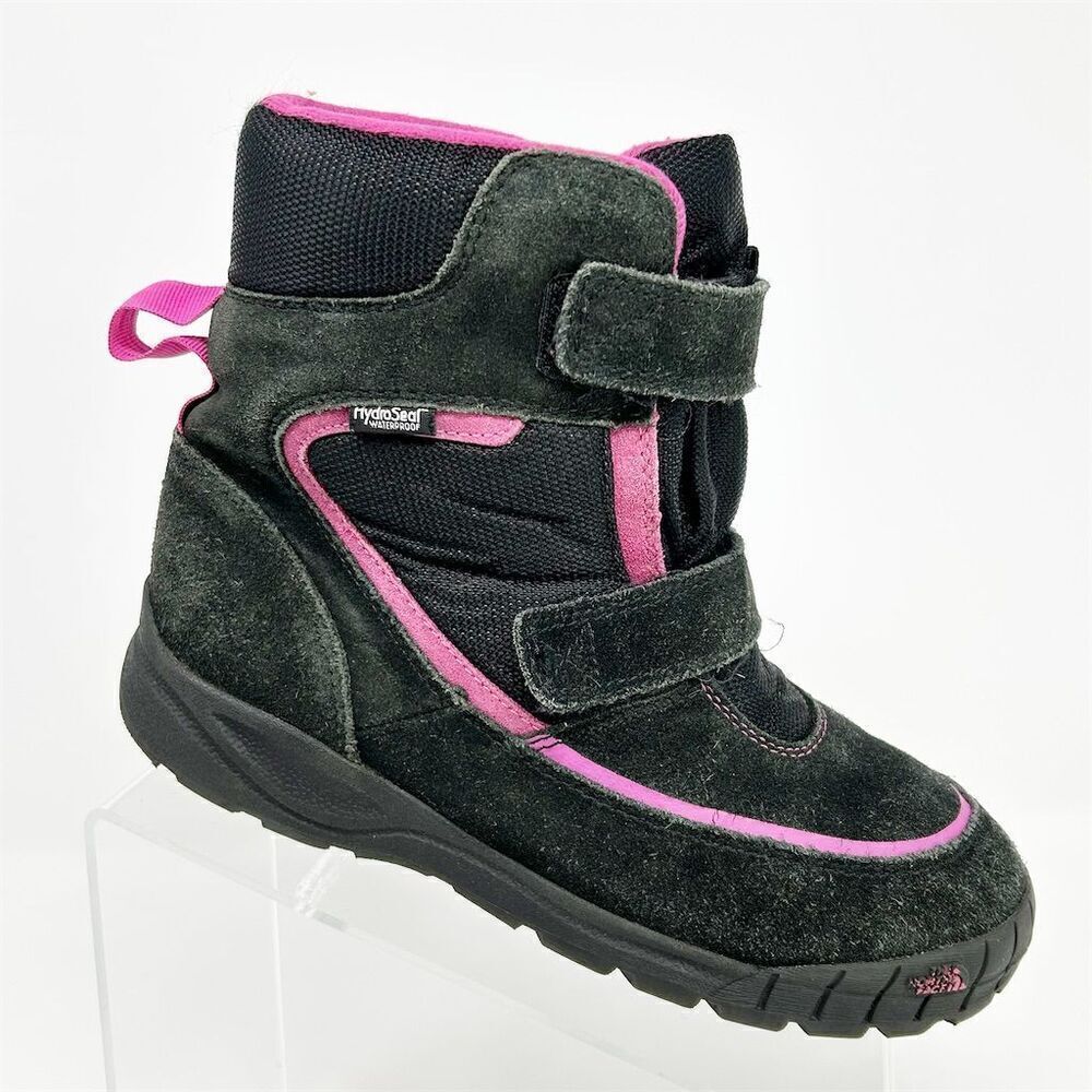 The North Face Girls' Winter Boots Size 6 Black and Pink Waterproof Insulated